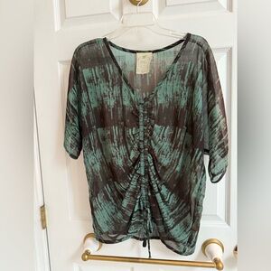 Green and Black Women's Top- S